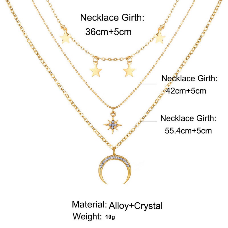 Fashion Kalung Multilayer Kalung Liontin Aksesoris Wanita Bulan Multilayer Kalung Aksesoris AM2
