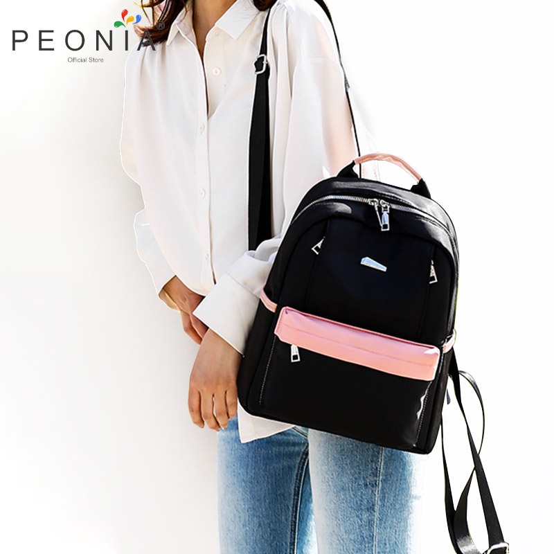 Peonia PNA JOANA Ransel Korea Tas Wanita Punggung Import Kantor Kerja Sekolah Kuliah Outdoor Trendy Fashion Style Travel Casual Backpack Anak Remaja Perempuan Selempang Cewek Bag-3