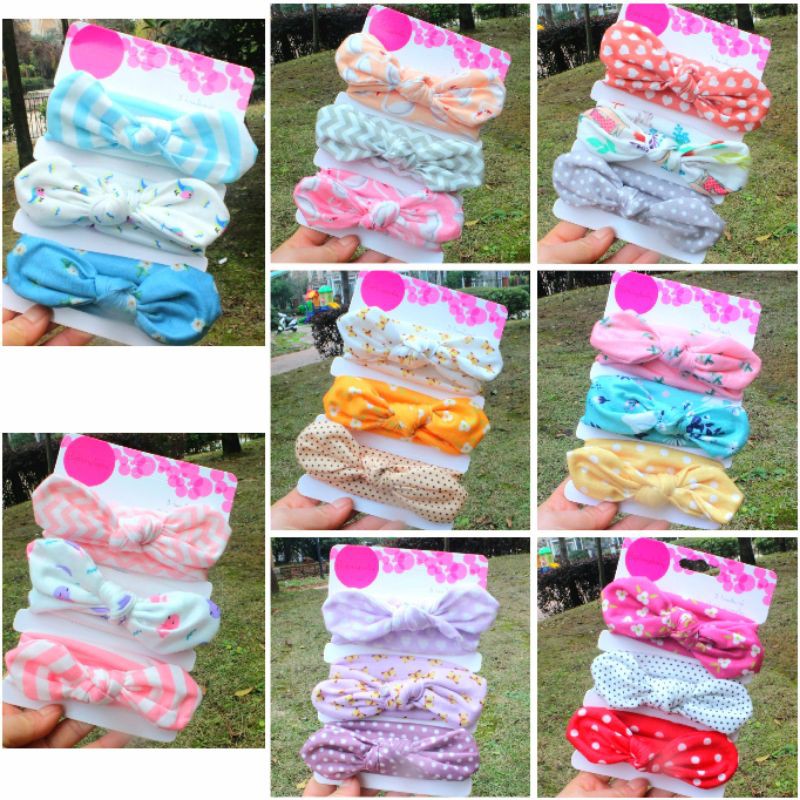 [meandboss] BSET4-Bandana Bando Headband Anak Bayi Newborn 3pcs/Set