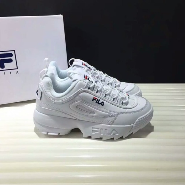 Sepatu Fila White GRADE ORI = Ladies Sneakers Fashion Cewek Cewe Sport Putih Women