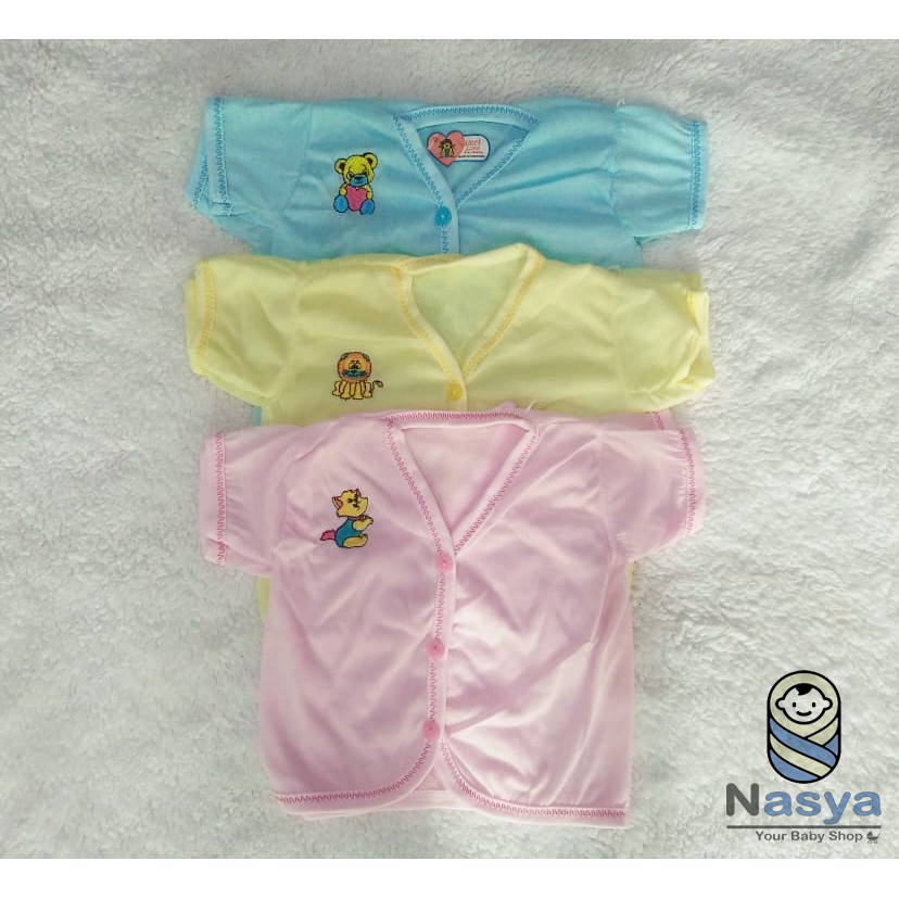 [B-012a] Baju Bayi Sweet Love Tangan Pendek Polos MURAH (isi 6 PCS)