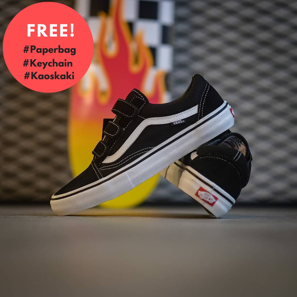 Vans Old Skool Velcro Pro Black White Original / Vans