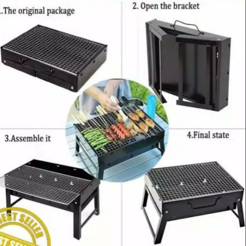 Alat Pemanggang / Panggangan Portable / Pemanggang Sate Daging Alat Panggang Barbeque Grill Portable Roekre / Panggangan Grill Portable Serbaguna