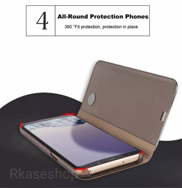 clear view standing samsung Note 9 flip mirror case casing cover