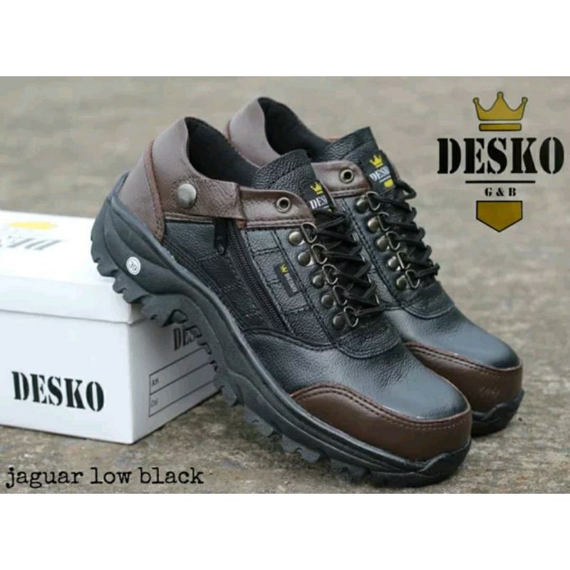 BEST PRODUCT - Sepatu Pria Kulit Low Boots Safety Original Outdoor Tracking Kerja Gunung Cowok Motor Hitam Coklat tan Black Brown