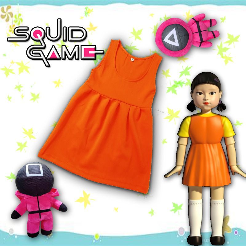 FILOBEE DRESS ANAK PEREMPUAN /Jumpsuit Anak Model Boneka Robot KDrama Squid Game BAHAN SCUBA PREMIUM