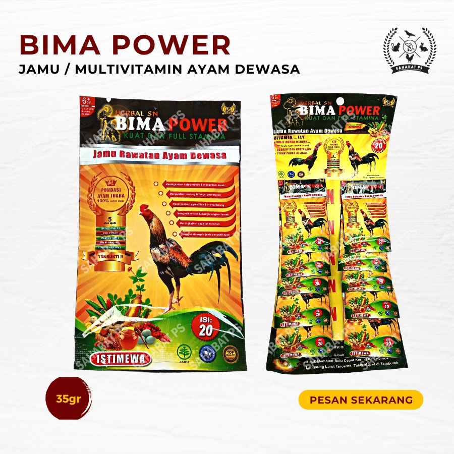 BIMA POWER JAMU AYAM HERBAL SN UNTUK MENJAGA STAMINA AYAM TETAP BUGAR