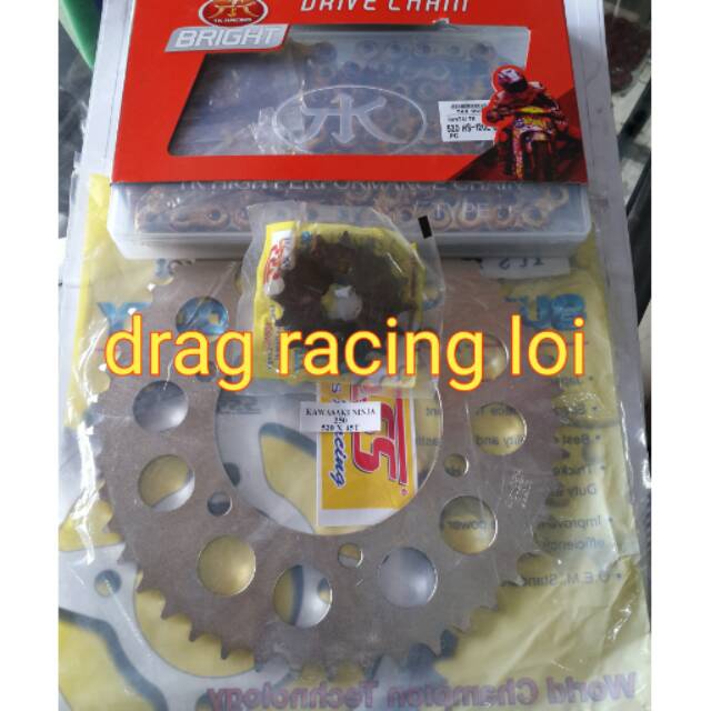 Gear set sss 520 rantai TK HS. NINJA 250 karbu. FI injek. Z250. RR MONO. 1 set