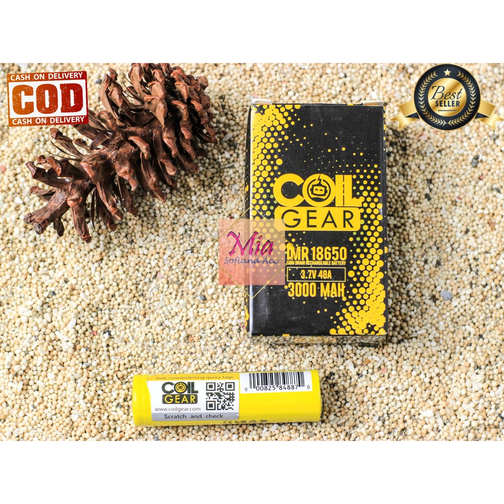 BATERAI BATRE VAPOOR COIL GEAR 3000mAh KUNING AUTHENTIC IMR 18650 HARGA PERBIJI