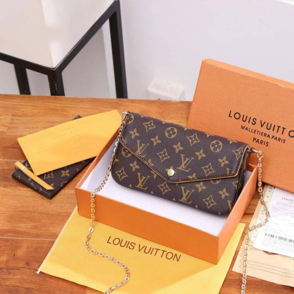 L Vuitton  Fellice Pochette 2581-1 (Free Box+Invoice +DustBag+Bubblewrap)