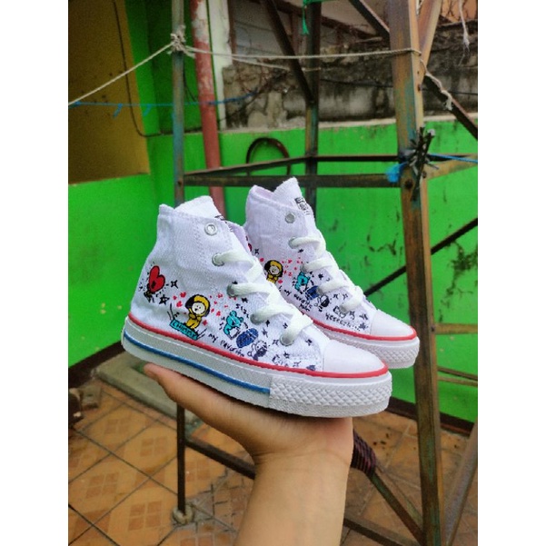 SEPATU CONVERSE KIDS BT21 PUTIH PREMIUM HIGH QUALITY CONVERSE ANAK