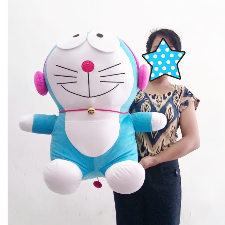 Boneka Doraemon Headset Ukuran XXL - Doraemon Headset Pink - Doraemon Walkman
