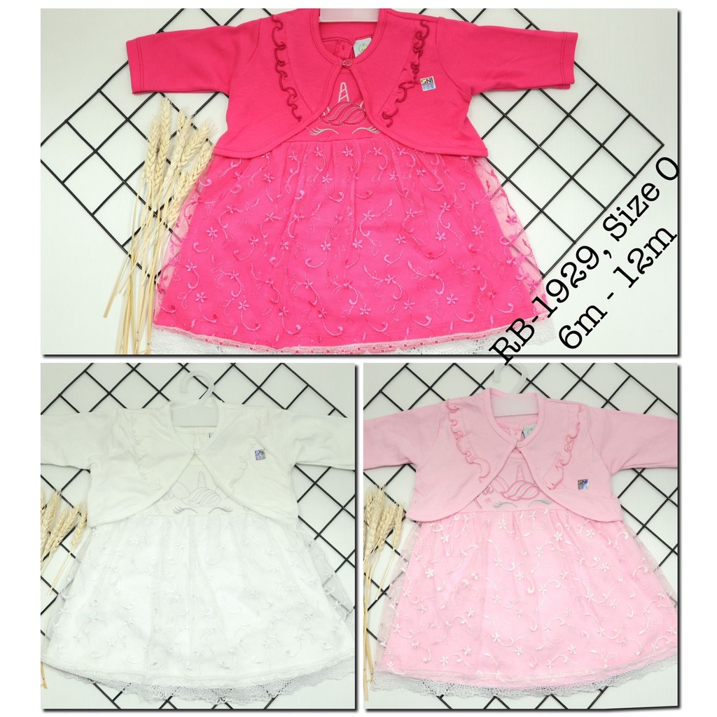 Baju Bayi Perempuan 0 6 10 Bulan Gaun Dress Bayi Cardigan Elegant