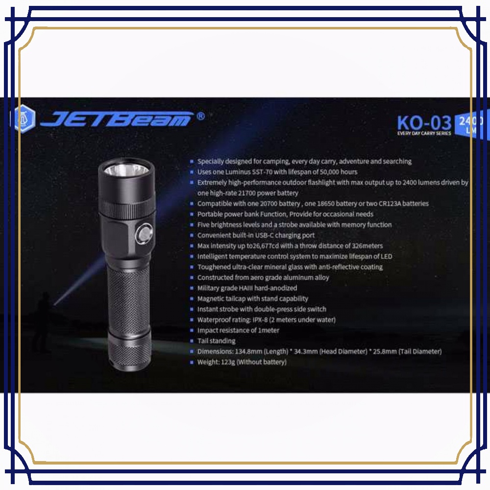 KO-03 Senter LED EDC Flashlight CREE SST-70 2400 Lumens