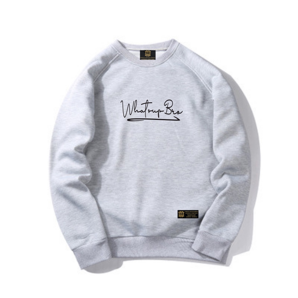 Sweater Crewneck WATS UP BRO Full Lebel HANACO Crewneck Platinum World  Sweatshirt Tokyo North South East jepang style Termurah