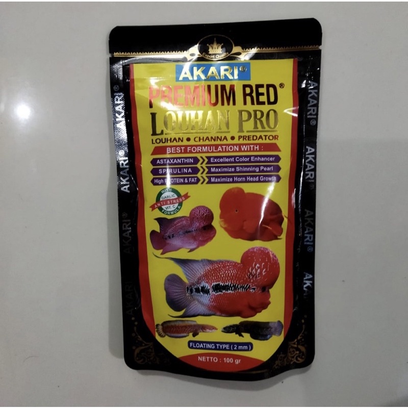 Pelet Akari Premium Red Channa 2mm Chichlid Floating Type Repack