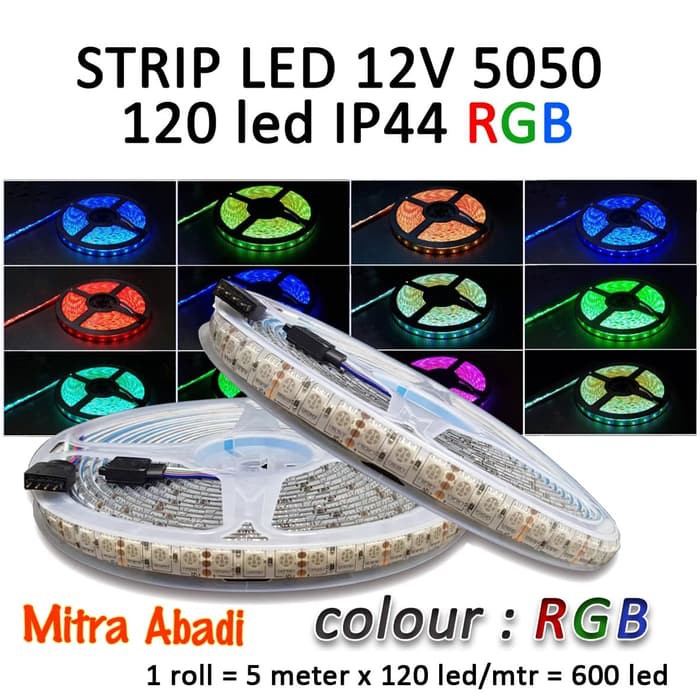 Lampu Led Strip Smd 5050 Rgb 120 Led Meter Dc 12v Ip44 Waterproof Off 5 Indonesia