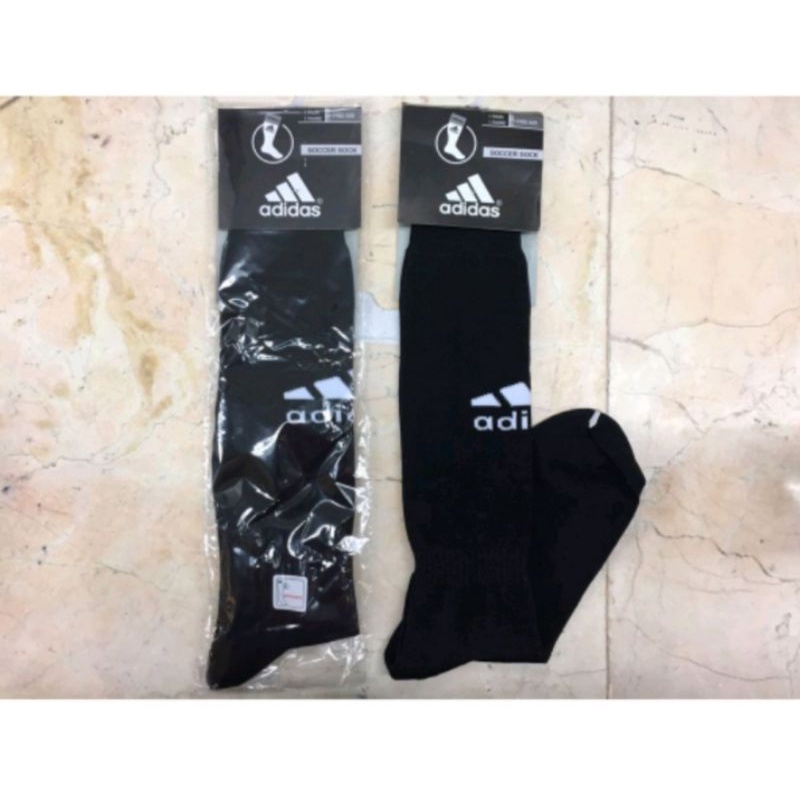 kaos kaki BOLA putsal merk Adidas hitam &amp; putih polos panjang selutut orang dewasa / bahan tebal adem lembut dan sangat nyaman dipakai