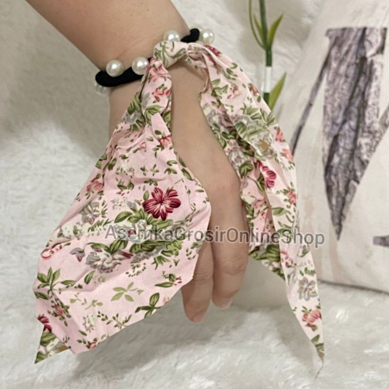 Ikat Rambut Pita Mutiara Pearl Gelang Tangan Aksesoris