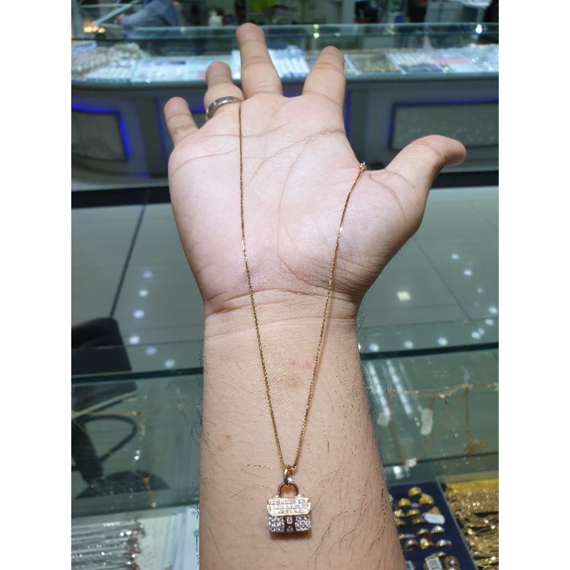 kalung emas italy 700 berliontin tas herm model fashion