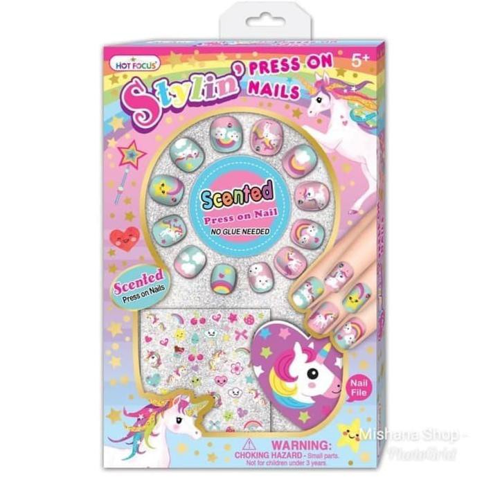 MAINAN KUKU PALSU ANAK STYLIN PRESS ON NAILS LLAMA UNICORN ICECREAM