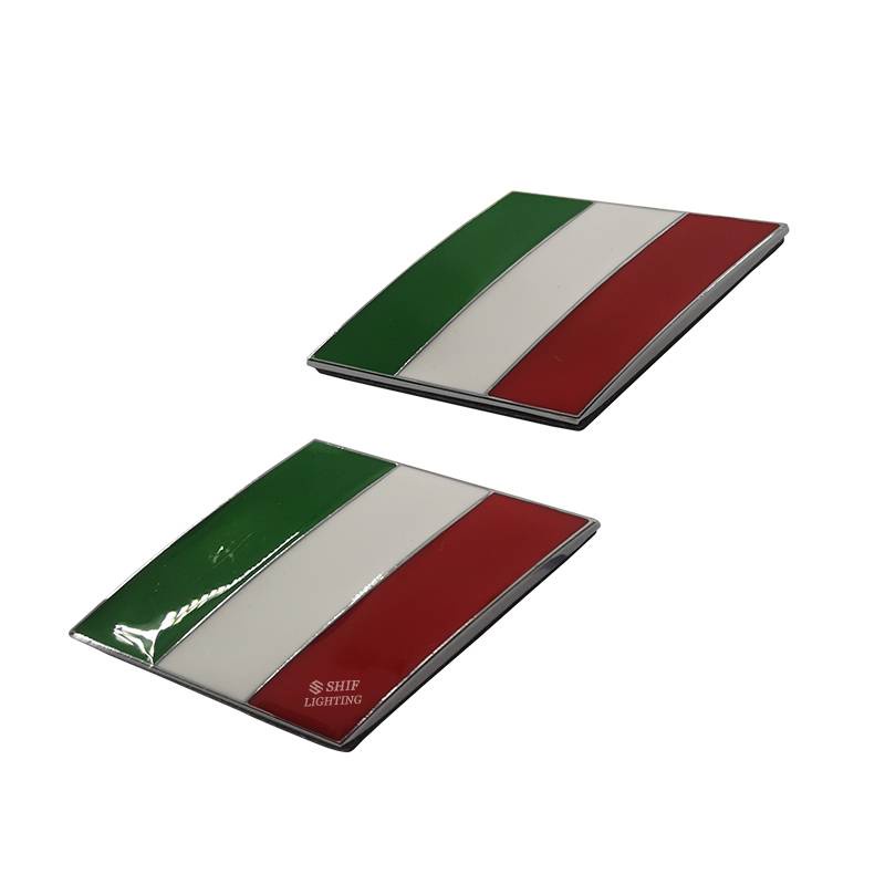 1 pair Metal Tri-Color ITALY National Flag Logo Car Auto Motor Decorative Side Rear Emblem Badge Sticker Decal