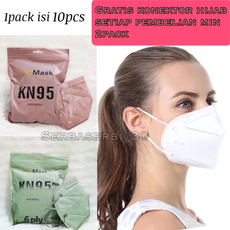 Masker KN95 We Mask isi 10pcs warna 5ply GRATIS konektor hijab