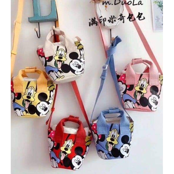 tas slempang fashion kanvas import lucu mickey donald