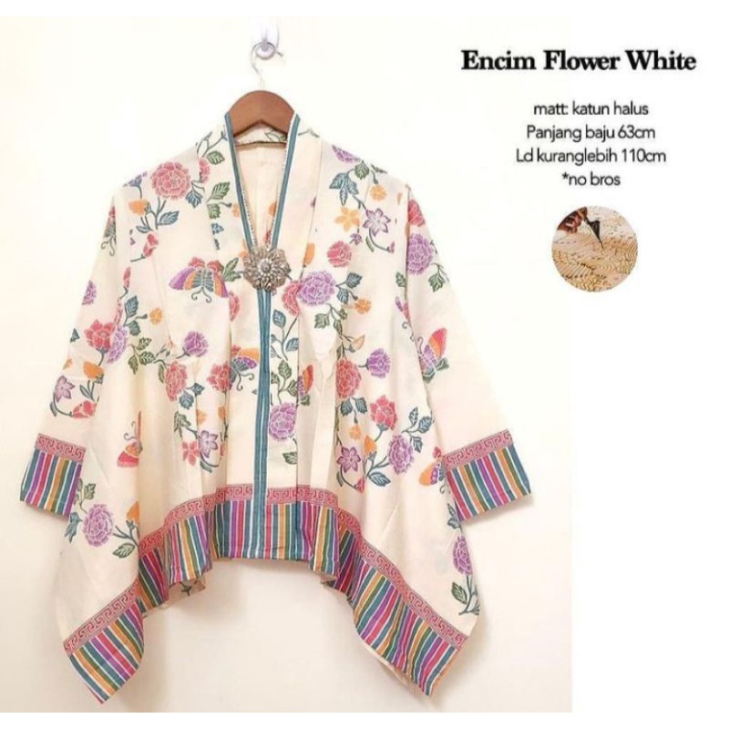 Blouse Batik Wanita Motif Encim Bunga Model Kelelawar Dengan Tangan Menggunakan Bahan Katun Halus