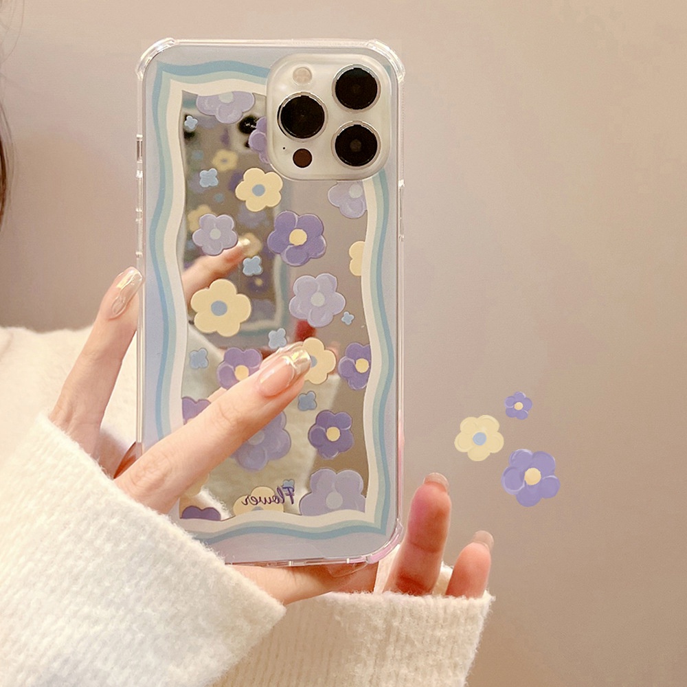 IPHONE Wanita Musim Semi Bunga Flowers Shockproof Phone Mirror Case Untuk Iphone7 8 PLUS X XR XS 11 12 13 14 MINI PRO MAX SE 2020