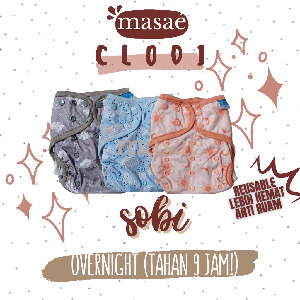 CLODI SOBI OVERNIGHT MOTIF insert bamboo | clodi untuk malam hari | clodi cloth diaper pampers pempe