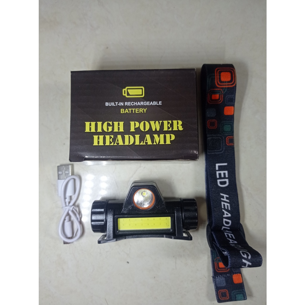 L03- Senter Kepala USB Charger Headlamp LED Lampu Camping - senter kepala