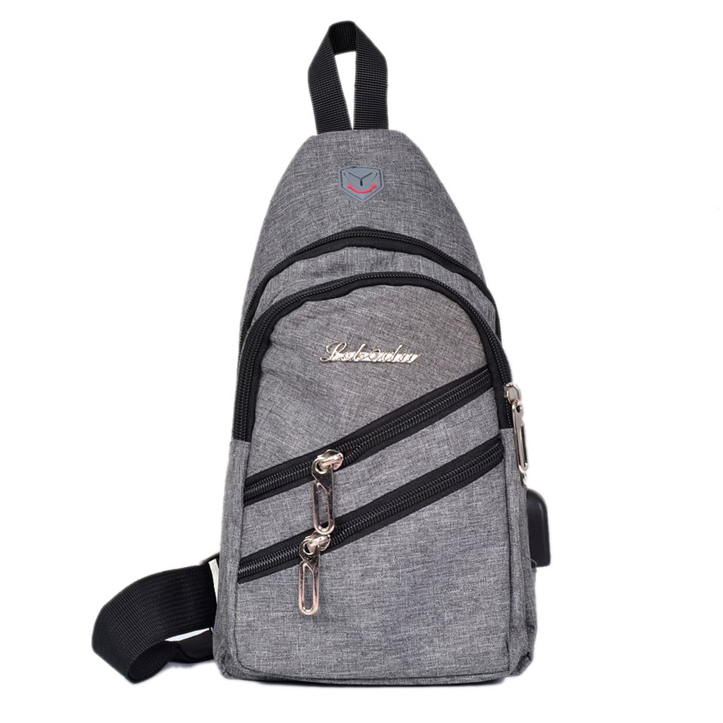 BAGCRUICERACC - Tas Selempang Fashion Pria Sling Shoulder Bag Import Back Pack Travel USB S001