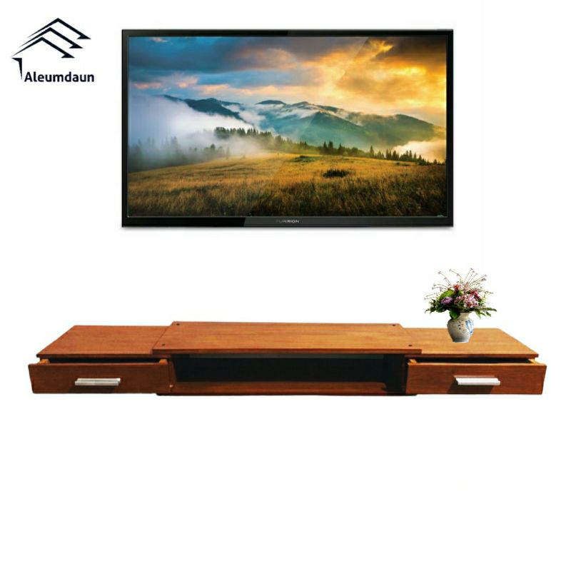 Rak tv gantung /Rak dinding dengan laci minimalis kayu jati solid