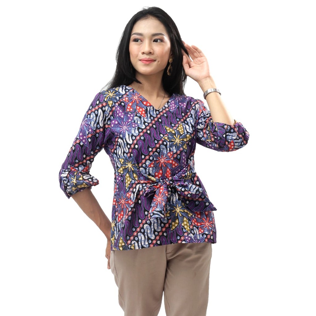 Glorya - Blouse Batik lengan balon Size S-M-L-XL-XXL-3L-4L-5L Batik Dua Putri Collection