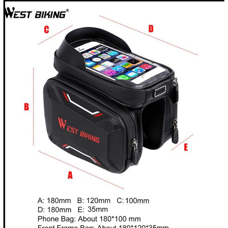 WEST BIKING Tas Sepeda Road Handlebar Waterproof Accessories Screen Touch -  YP0707