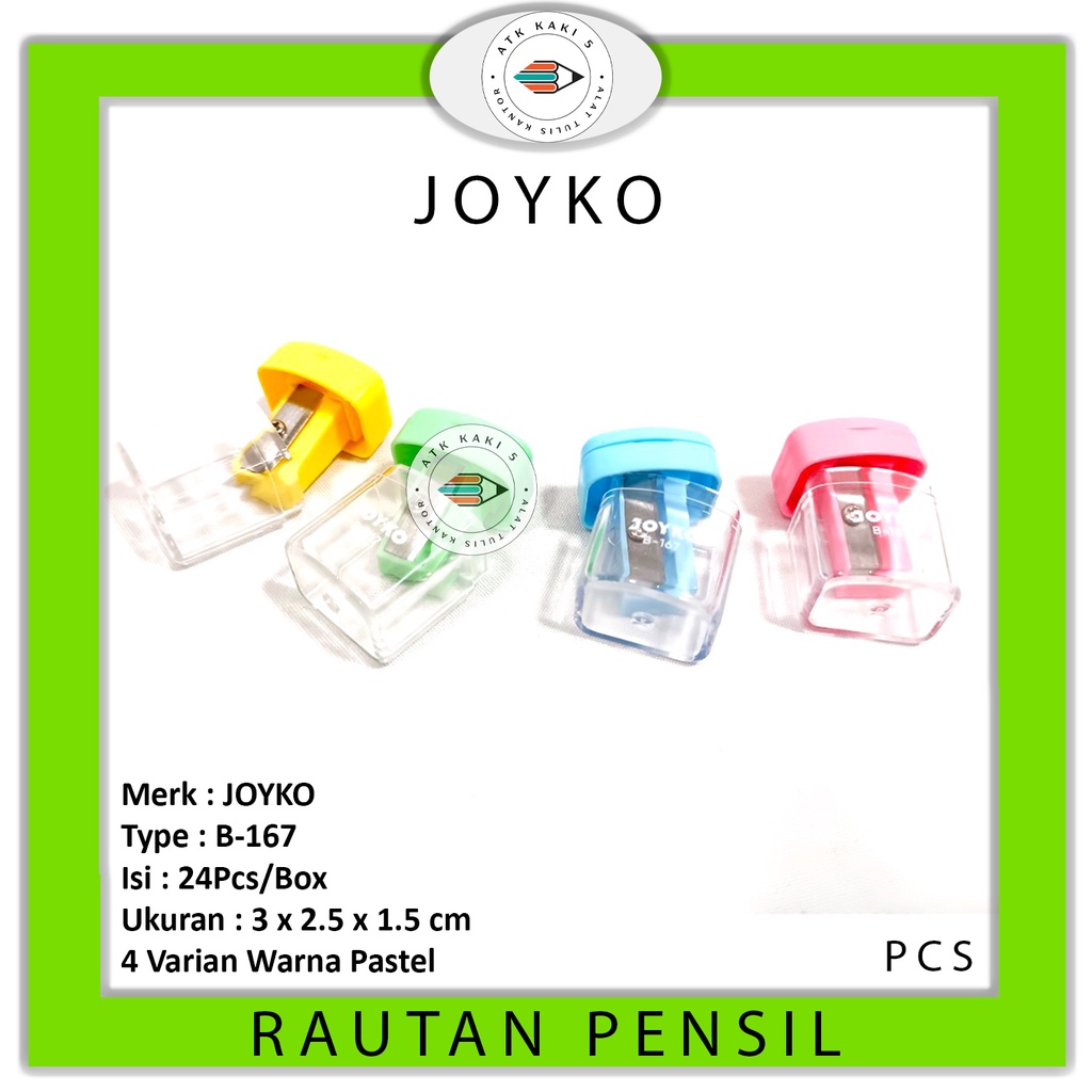 

JOYKO - Rautan - Sharpener Pencil B-167 Warna Pastel - Pcs