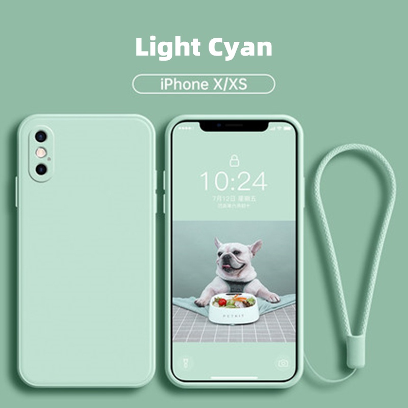 Soft Case Silikon Bentuk Kotak Dengan Lanyard Untuk Iphone 13 Mini 13 Pro 13 Pro MAX X XS MAX XR