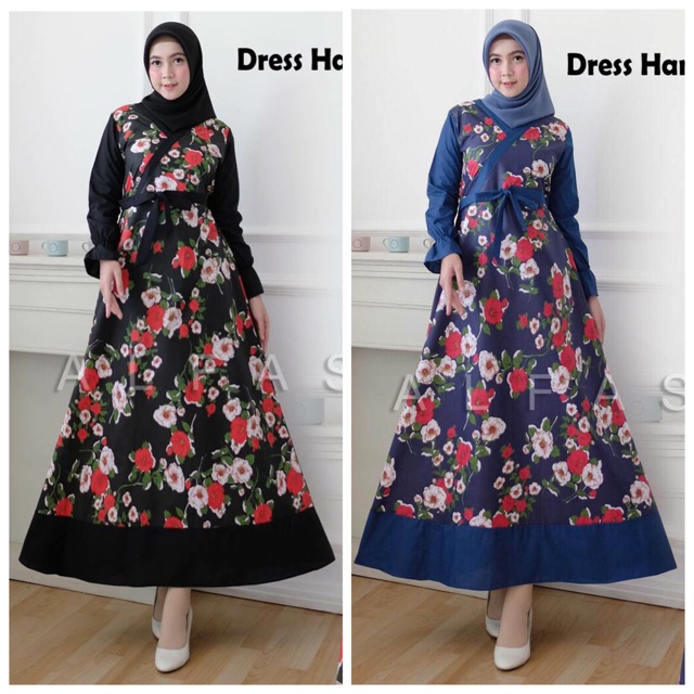 Hijab Trendy Gamis Dress Katun Terbaru Busana Muslim Baju Maxi Abaya Model Kimono Wanita Jepang Shopee Indonesia