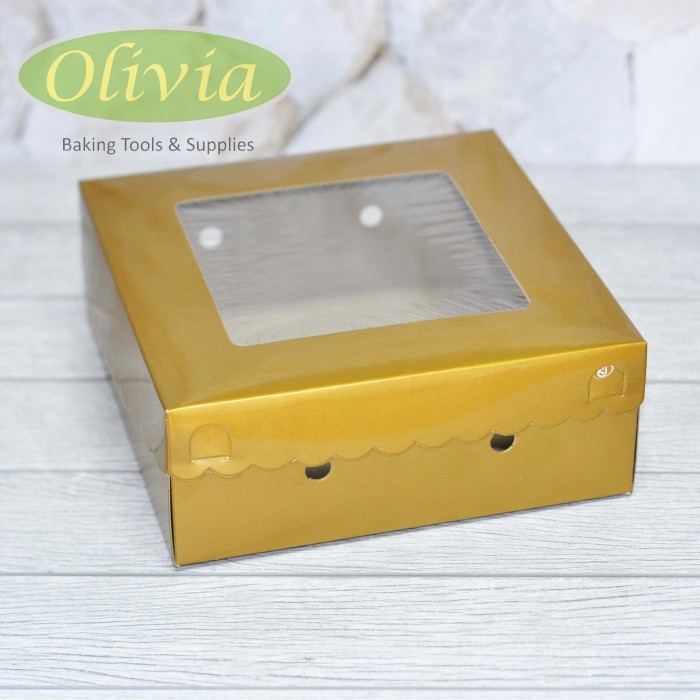 Dus Kue / Box Cake Kotak Emas 22x22x7.5 cm