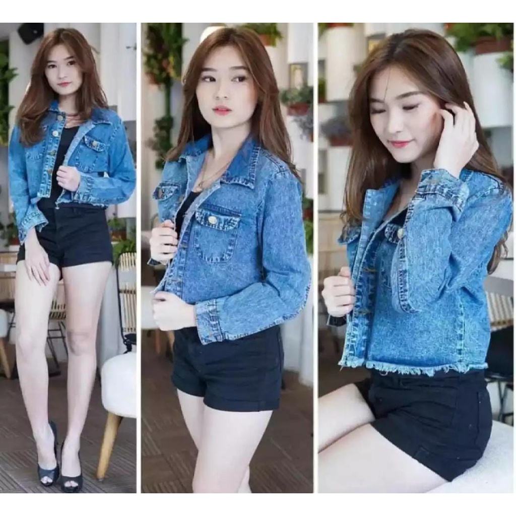 Jaket Crop Jeans Levis Panjang Wanita [BAYAR DITEMPAT]