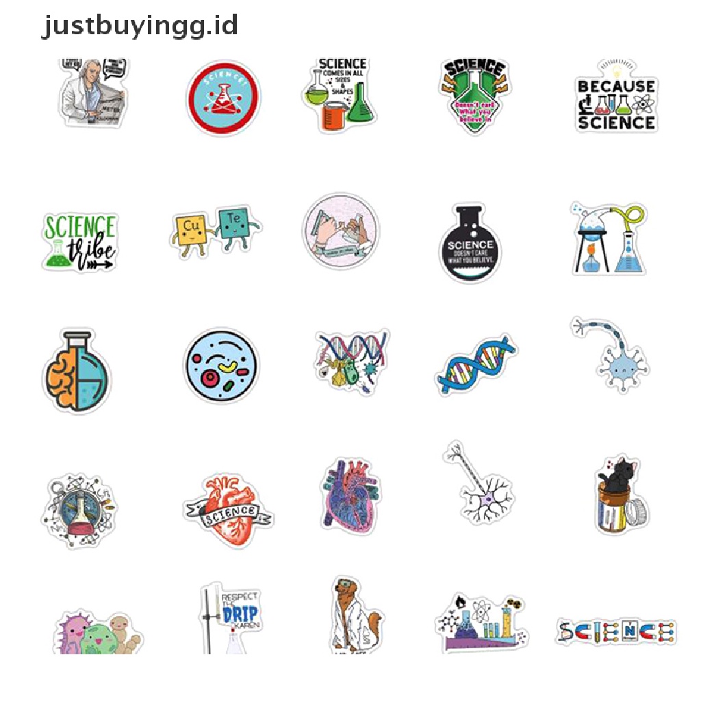 (Justbuyingg.Id) 50pcs Stiker Laboratorium Kimia Untuk Laptop / Handphone / Skateboard / Koper