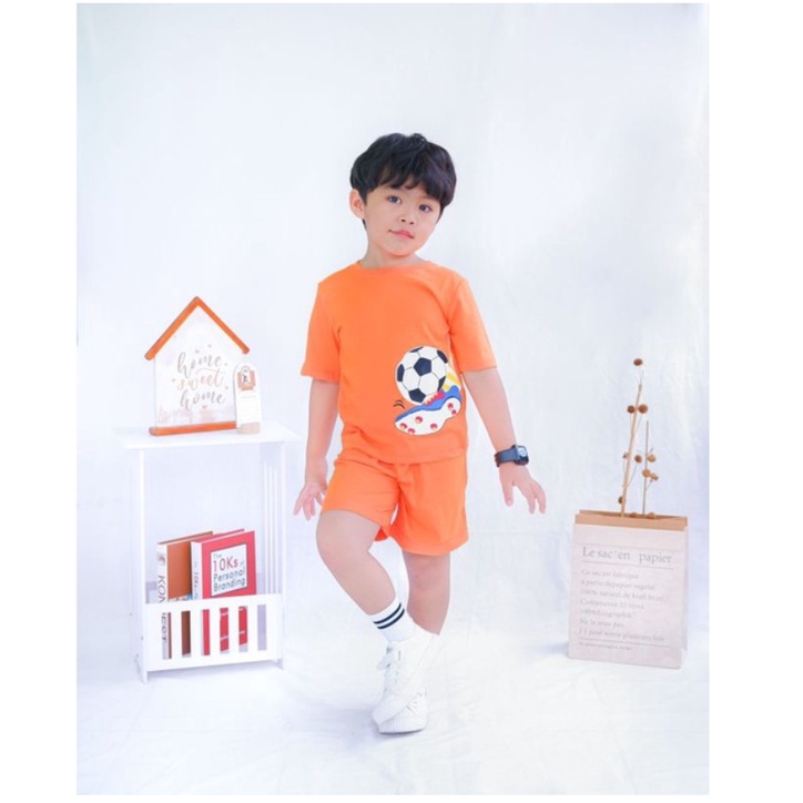 Smilee Keanu Set 1-5 Tahun Setelan Fashion Anak Laki Laki Edisi Bola Lucu Kekinian CBKS S23