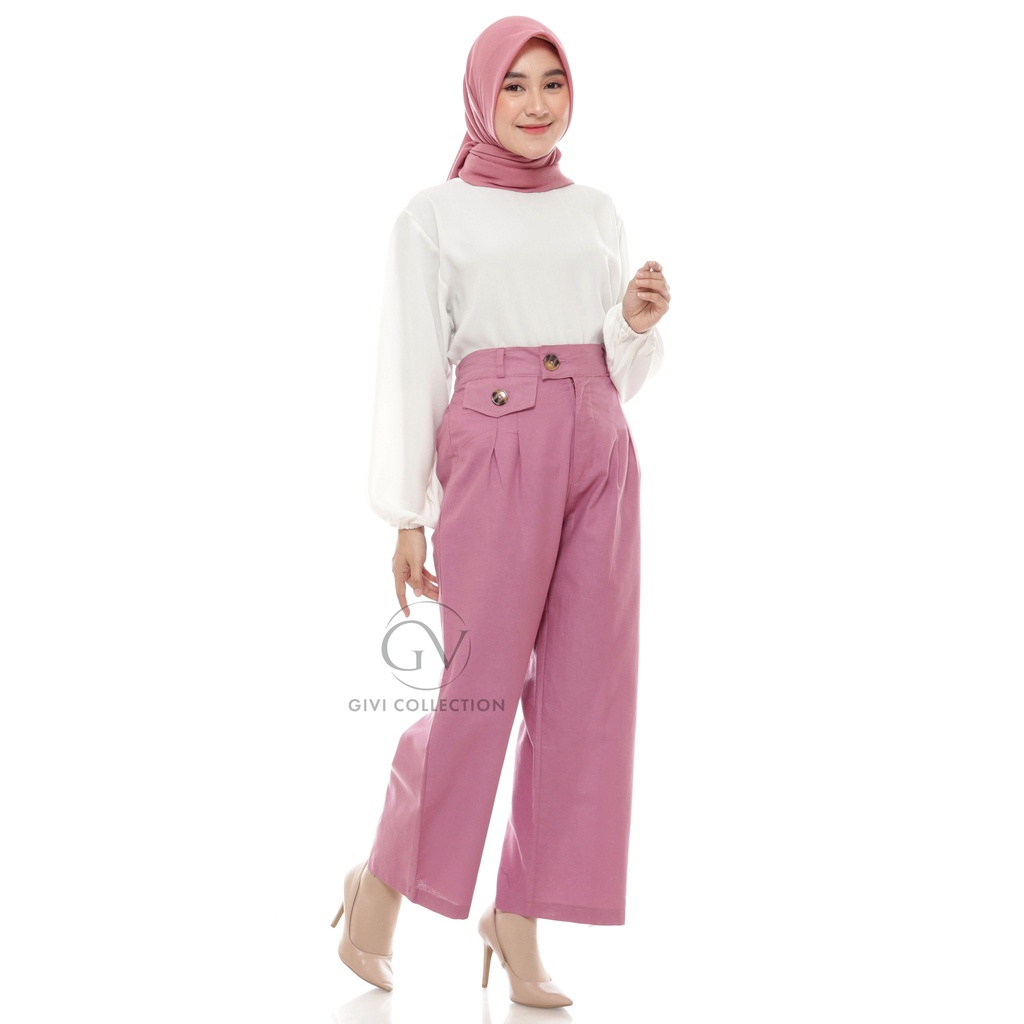 Celana Kulot Highwaist Bahan linen rami / kulot rami