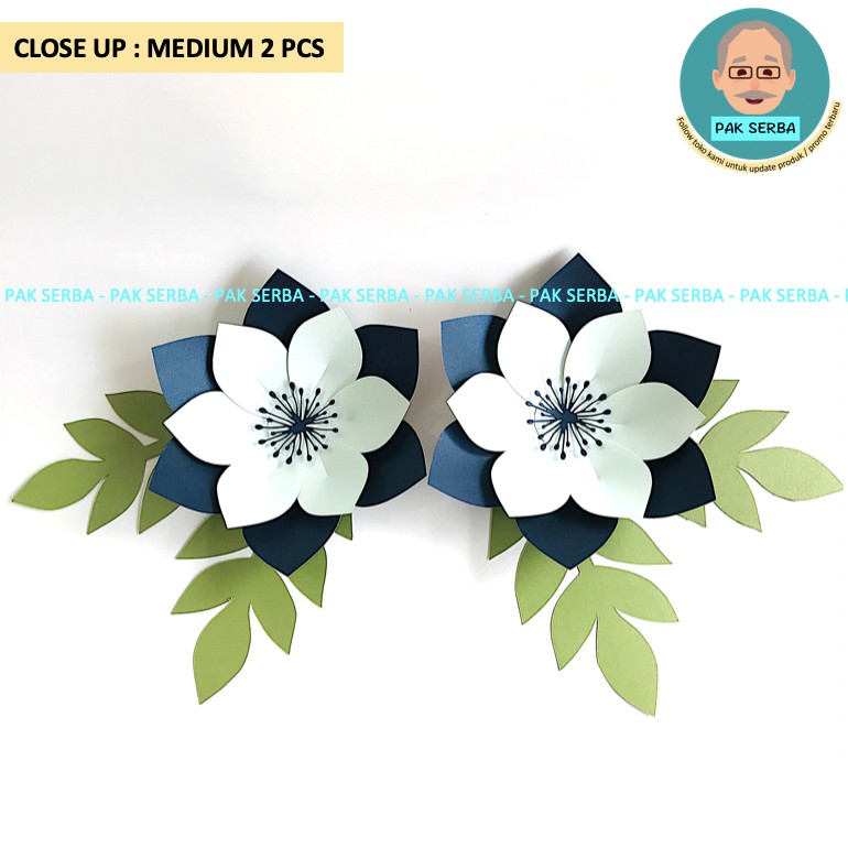 Bunga Kertas Dekorasi / Paper Flower Backdrop Photobooth (Biru)