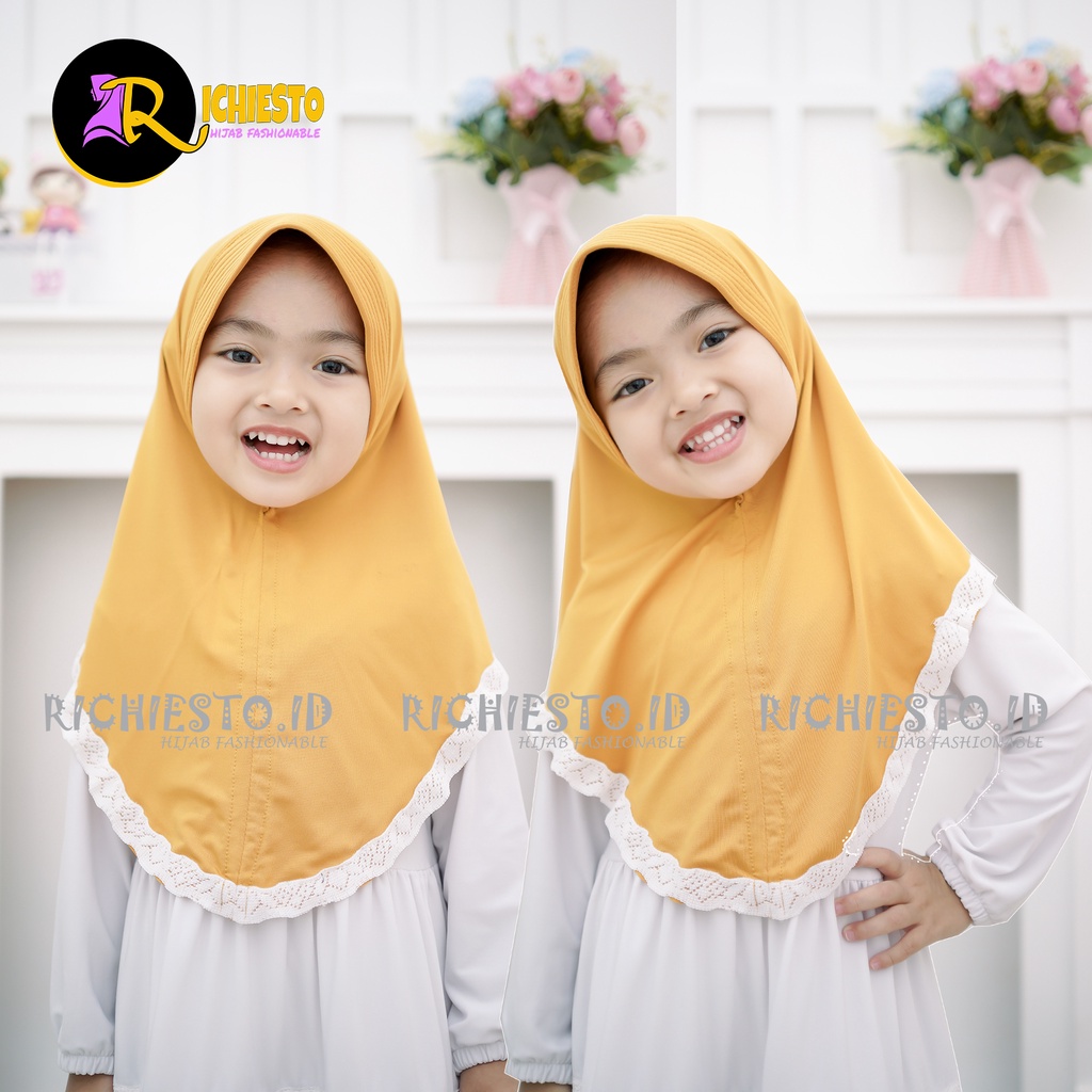 Jilbab Anak Perempuan ALISA PET Renda/ Hijab Anak Instan/ Kerudung Anak Murah/ Jilbab Bayi Lucu/ Hijab Bayi Newborn/ Kerudung Bayi Perempuan