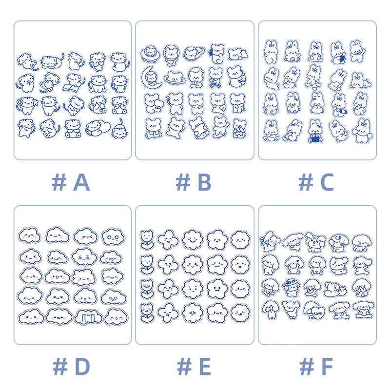 40 Pcs Simple Waterproof PET Cartoon Stickers Creative Handbook Deco DIY Stickers