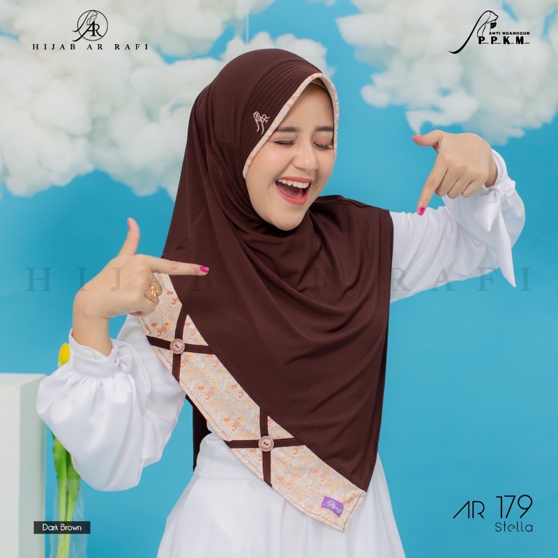 Hijab arrafi AR 179 hijab instan || INAYAHHIJAB-Darkbrown