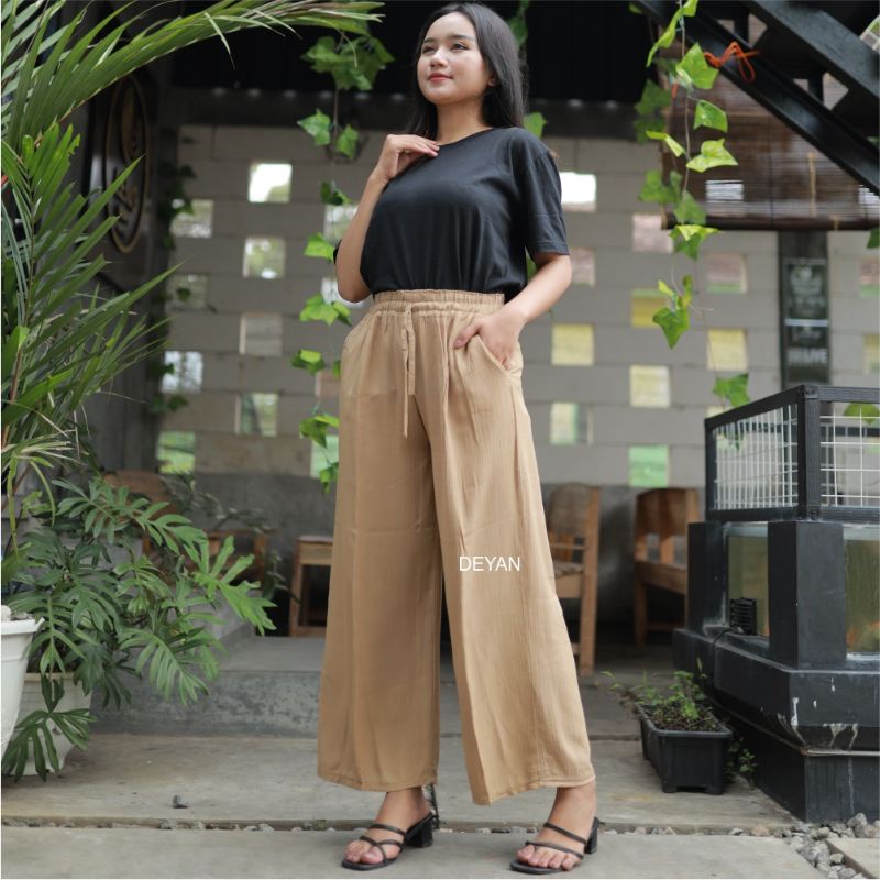 CELANA KULOT KRINGKLE HW RAYON PREMIUM LENGKAP WARNA HIGHWAIST