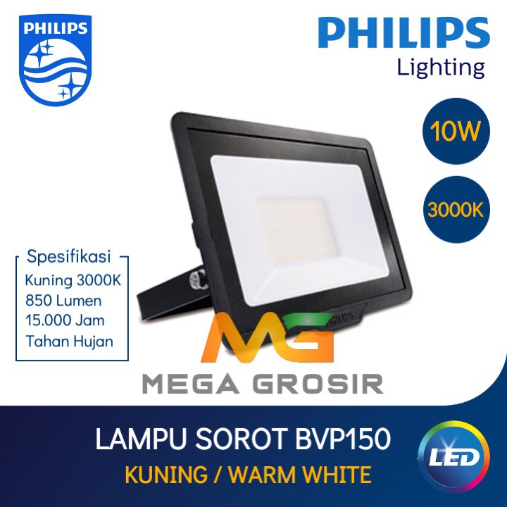Lampu Sorot LED Philips 10 Watt Kuning - Lampu Tembak BVP150 10W W 3000K BVP 150 10Watt Grosir